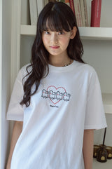 26SS★ Cat's Heart Chain Embroidery Short Sleeve Tee