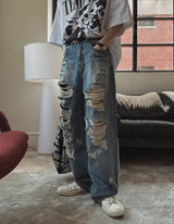Funky Damage Wide Denim Pants