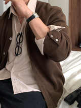  Deface Daily Semi-Cropped V-Neck Overfit Cardigan