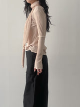 [Muffler set] プリーツUネック長袖Tシャツ