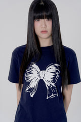 リボンロゴスリムフィットTシャツ