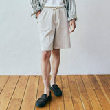 front seam fatigue short pants cream