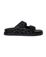 DirtyCoins Letter Monogram Arizona Slides Black