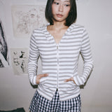 Stripe slim zip-up