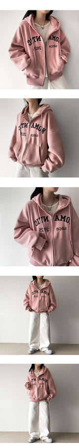 Shine Tantan Embroidered Hooded Zip-Up