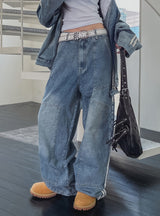 Wings Track Gradient Pinch Denim Jacket