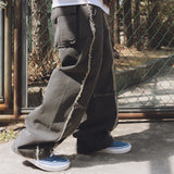 Ragged denim pants / Black