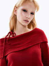 Wool Off-shoulder Top_Red