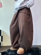 ピーチフリース🍑アメリカンビッグオーバーコットンバルーンパンツ 🤎💜🖤3COLOR