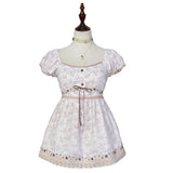 Rose Island floral layered mesh lantern sleeve top and mini skirt