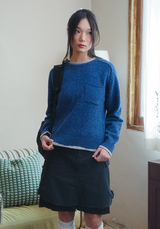 Dusty Wool Knit Pullover Dusty Blue