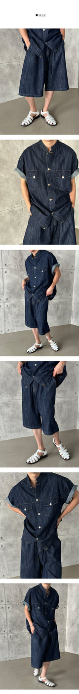 [SET UP] String denim bermuda pants (2color)
