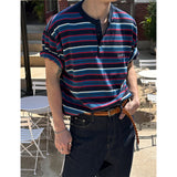 [S/S] Multi stripe henry neck half knit(3color)