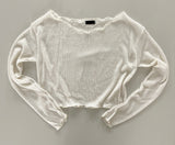 Arok Boat Neck Boucle Long Sleeve Cropped Loose Fit Knit 3 Colors