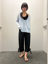 Slacks Side Ribbon Relaxed Fit Capri Pants 2color
