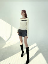 Western belt off slim knit (3color)