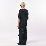 オーバーサイズシルケットスクープネックTシャツ BLACK