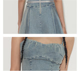rirri SS Distressed Stone-Wash 100% Cotton Stretch Denim Camisole Dress - Casual Edit