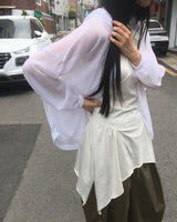 Tsukin Sheer Linen Hooded Cardigan