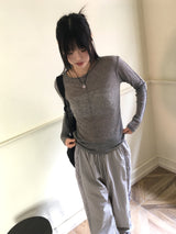 ソーンウールテンセルカットシースルーレイヤードTシャツ