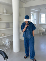 ASCLO Vel Linen Wide Denim Pants (2color)