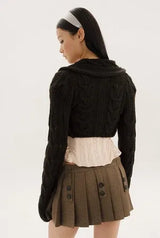 Button pleats skirt - brown