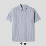 Elu stripe linen short sleeves shirt