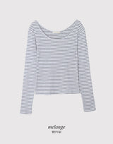 デイリーボーダーUネックロングスリーブTシャツ (3color)