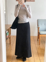 OM Sweat Peach Warm Maxi Skirt (3color)