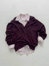 [wool50%] Danny Deep V-Neck Over Fit Knit