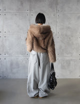Like Hood Zip-Up Fur Jacket