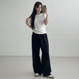 WIDE TR BANDING SLACKS [BLACK]