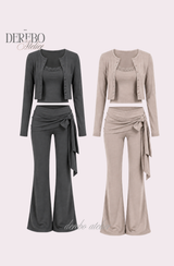 レナ ストラップ トレーニング スリーピースセットアップ (set-up + cardigan + sleeveless pants)