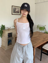SIDE SHIRRING BUTTON SLEEVELESS (3C)