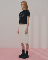 テキストバタフライクロップTシャツ-BLACK
