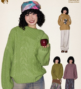 Relaxed and retro collarless sweater with a laid-back vibe