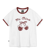 26SS★ Cherry Cats CROP Ringer Tee