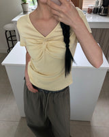 Anis Twist Shirring Short Sleeve T-Shirt