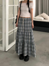 Checkered Long Skirt (2color)