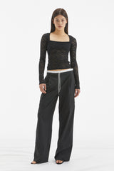 ROSE DOUBLE WAIST PANTS / BLACK
