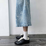 Snowwashed Leopard Wide Denim Culottes
