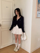 Ribbon Strap Lace Flare Mini Skirt (2color)