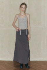 CUT-OUT LONG SKIRT charcoal