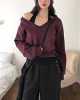 POEN Slit Button Halter Layered Hoodie