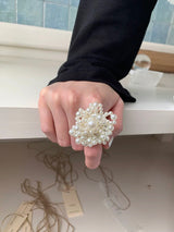 Pearl big flower open ring