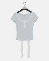 Serin レースボタン半袖Tシャツ