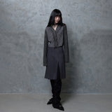 FRINGE STRIPE CARDIGAN: GREY