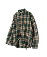 87-STAN074 Vintage Palm Tree OverFit Long Sleeve Check Shirt