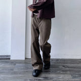 Ribbed Draped Wide Trousers