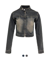 Hepto Washed Denim Zip-up Jacket